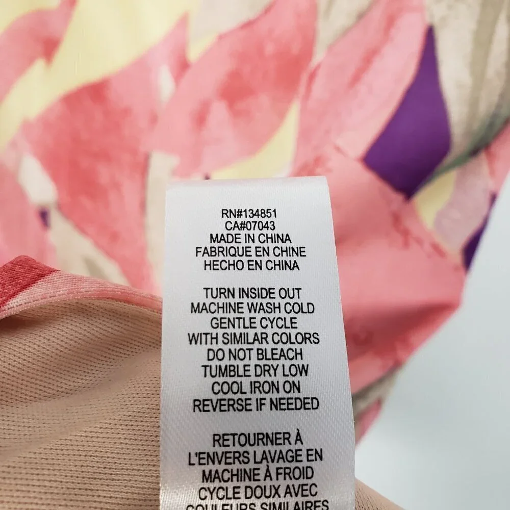 Wayf Mesh Slip Dress NWT Midi Pink Purple Abstract Tropical Tank Sun Size Medium - Picture 9 of 9